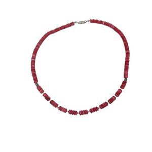 Carnelian Agate Handcrafted Red Beaded Necklace With Silver Accents Sterling Cla